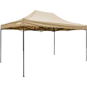 Heavy Duty 3x4.5m Beige Pop-Up Gazebo with Water Resistant Canopy