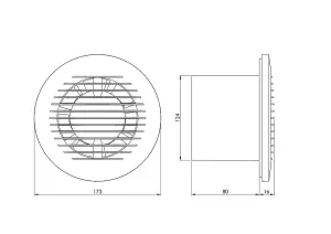 Modern Silent Round Bathroom Extractor Fan 125mm / 5" with Humidity Sensor