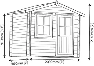 Shire Hartley 7x7 ft & 1 window Apex Wooden Cabin (Base included) - Assembly service included