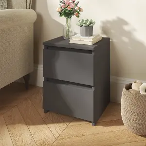 SunDaze Chest of Drawers Storage Bedroom Furniture Cabinet 2 Drawer Dark Grey 30x30x40cm