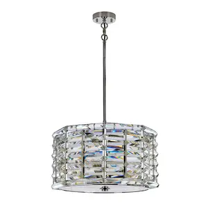 4 Bulb Ceiling Pendant Light Fitting Highly Polished Nickel LED E27 60W