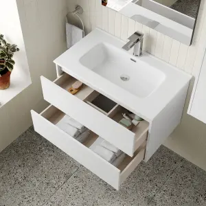 Banyetti Venti 800mm Wall Hung Vanity Unit with Basin - Matt White