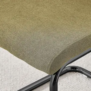 Furniturebox UK Lorenzo 2x Sage Green Fabric Black Leg Dining Chair