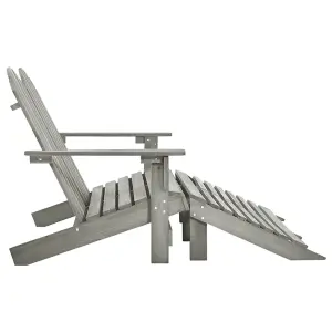 Berkfield 2-Seater Garden Adirondack Chair&Ottoman Fir Wood Grey