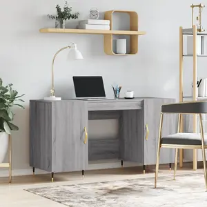 Berkfield Desk Grey Sonoma 140x50x75 cm Engineered Wood