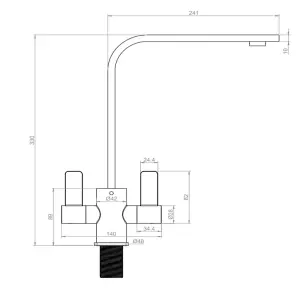 Liquida EB404BR Flat Style Modern Dual Lever Brushed Brass Kitchen Mixer Tap