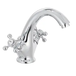 BATHWEST  Victorian Basin Mixer Taps Chrome Brass Cross Handle Bathroom Sink Taps Faucet