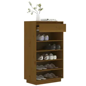 Berkfield Shoe Cabinet Honey Brown 60x34x105 cm Solid Wood Pine