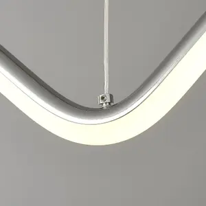 Garwarm Chrome LED Dimmable Linear Wave Modern Chandelier