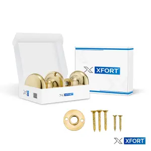 XFORT Polished Brass Victorian Style Rim Knob