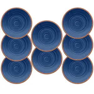 Purely Home Rustic Swirl Indigo Melamine Side Plates - Set of 8