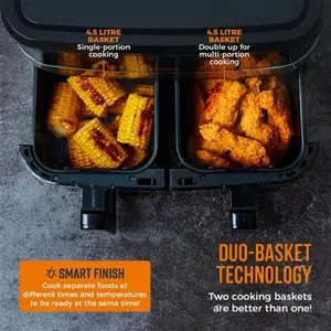 Tower 9L Vizion Dual Basket Air Fryer, Black, Plastic