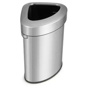 Costway 60L Corner Trash Can Rubbish Bin Stainless Steel Stay Open Rubbish Can