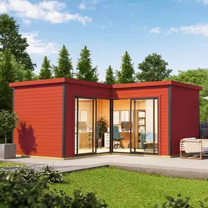 Lasita Domeo 6 L Shaped Garden Office - 5m x 5m - Modern Summer House Double Glazed