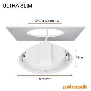 paul russells LED Round Panel Ceiling Lights, 20W 2150 Lumens, Spotlights, IP20, 6500K Day Light, Pack of 4