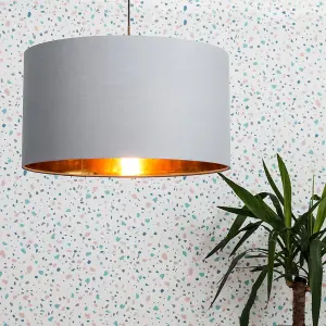 ValueLights Reni Grey and Gold X-Large Ceiling Pendant Light Shade