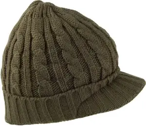 Jaxon & James Cable Knit Peaked Beanie Hat - Olive