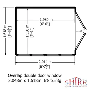 Shire 7x5 Overlap Double Door Shed with Windows