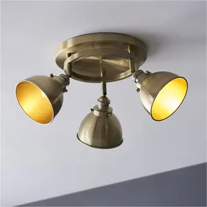 Antique brass Ceiling Spot Light - 3 x 7W LED E14 Round - Dimmable Modern industrial style