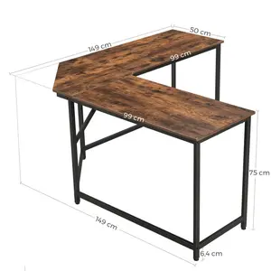 Myra L-Shape Desk Rustic Brown