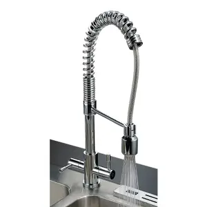 Nes Home Modern Dual Lever Pull Out Kitchen Mixer Tap Faucet Chrome