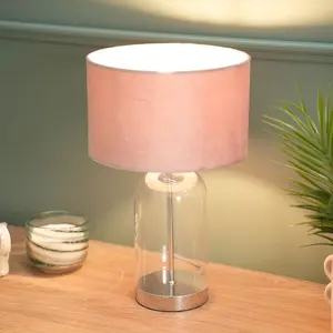 Glass Desk Lamp Silver / Blush