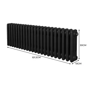 Traditional 3 Column Radiator - 300 x 1012 mm - Black