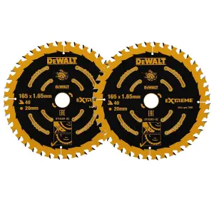 2x Dewalt DT10301 Circular Saw Blade 165 x 20mm x40 Tooth Extreme Framing DWE550