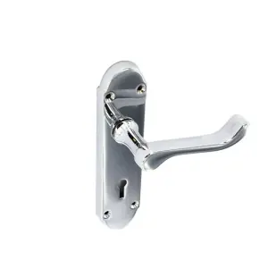 Securit Chrome Shaped Lock Handles (1 Pair) Silver (170mm)