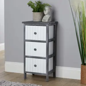 Home Source Mosbach Wooden 3 Drawer Black and White Storage Chest