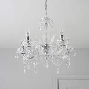 Matteo 5-Light Chrome Chandelier With Smoked Acrylic Shades - Energy Class A