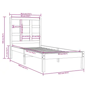 Berkfield Bed Frame Solid Wood 90x190 cm 3FT Single