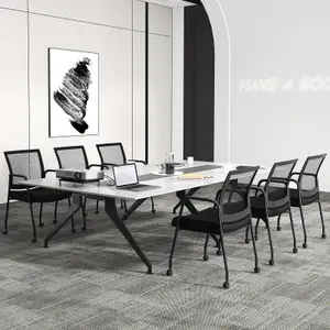 COSTWAY 2 Pcs Office Guest Chairs on Wheels Mesh Back Reception Chair