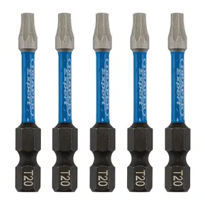 Draper Expert TX-STAR Impact Screwdriver Bits, T20 x 50mm, 1/4" Hex (Pack of 5) 05652