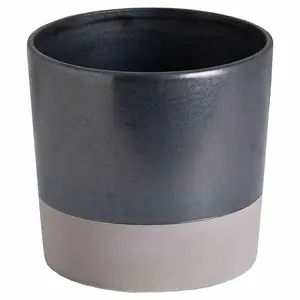 Large Planter - Ceramic - L16 x W16 x H16 cm - Metallic Grey