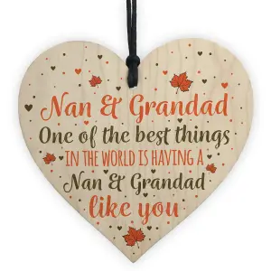 Red Ocean Nan Grandad Gifts Hanging Wooden Heart Sign Birthday Christmas Xmas Grandparent Gifts