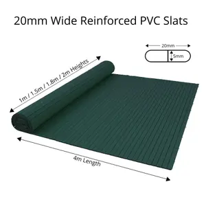 True Products Artificial Bamboo 20mm PVC Slat Screening Fencing Roll - Double Sided - 1.5m x 4m - Dark Green