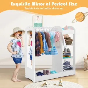 Costway Kids Dress Up Storage Kids Play Armoire Dresser Dressing Up Wardrobe With Mirror