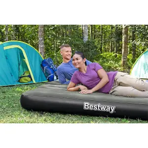 3-in-1 Inflatable Airbed Black and Grey 188x99x25 cm