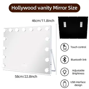 Matteo Hollywood Vanity Mirror Makeup Mirror 18 LED Dimmable Bulbs 3 Colour Bedroom Cosmetic Mirror Table and Wall MT008058-1