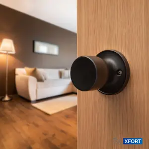 XFORT Tulip Passage Knob Set Matt Black for Wooden Doors