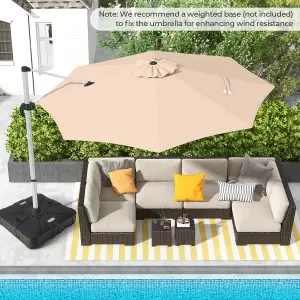 Costway 3M Round Patio Parasol Outdoor Adjustable Cantilever Umbrella w/ 360 Rotation