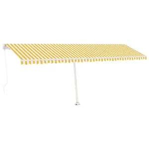 Berkfield Manual Retractable Awning with LED 600x300 cm Yellow and White