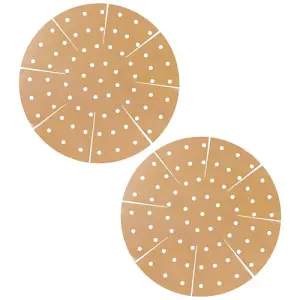 SPARES2GO Universal Round Air Fryer Drawer Mat Liners (Reusable, Non-Stick, Perforated, Pack of 2)