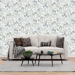 Ugepa Botanical Leaf Wallpaper Floral Garden Sage Green Paste The Wall Vinyl