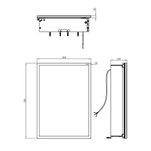 Azure LED Illuminated Black Single Mirrored Wall Cabinet (H)700mm (W)500mm