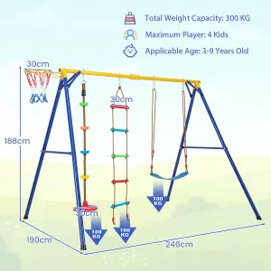 Costway 4-in-1 Kids Swing Set Outdoor Heavy-Duty Climbing Playset W/ Basketball Hoop