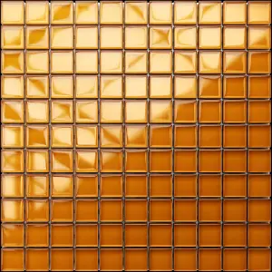 Glass mosaic on mesh for bathroom or kitchen 300mm x 300mm - Caramel