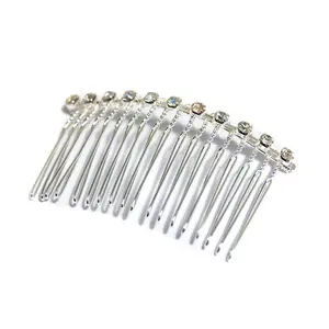 Hair: Comb: Diamond: Metal: 3.5 x 7.4cm: Pack of 3: Silver