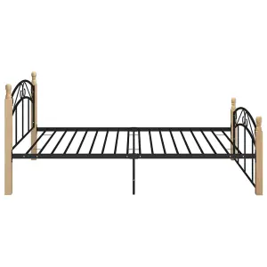 Berkfield Bed Frame Black Metal and Solid Oak Wood 120x200 cm